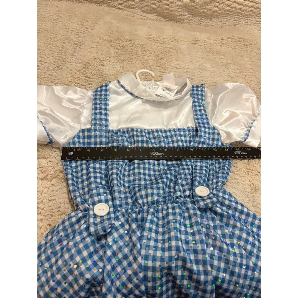Wizard of Oz Dorothy Glitter Holographic Gingham Costume Dress Girls Medium